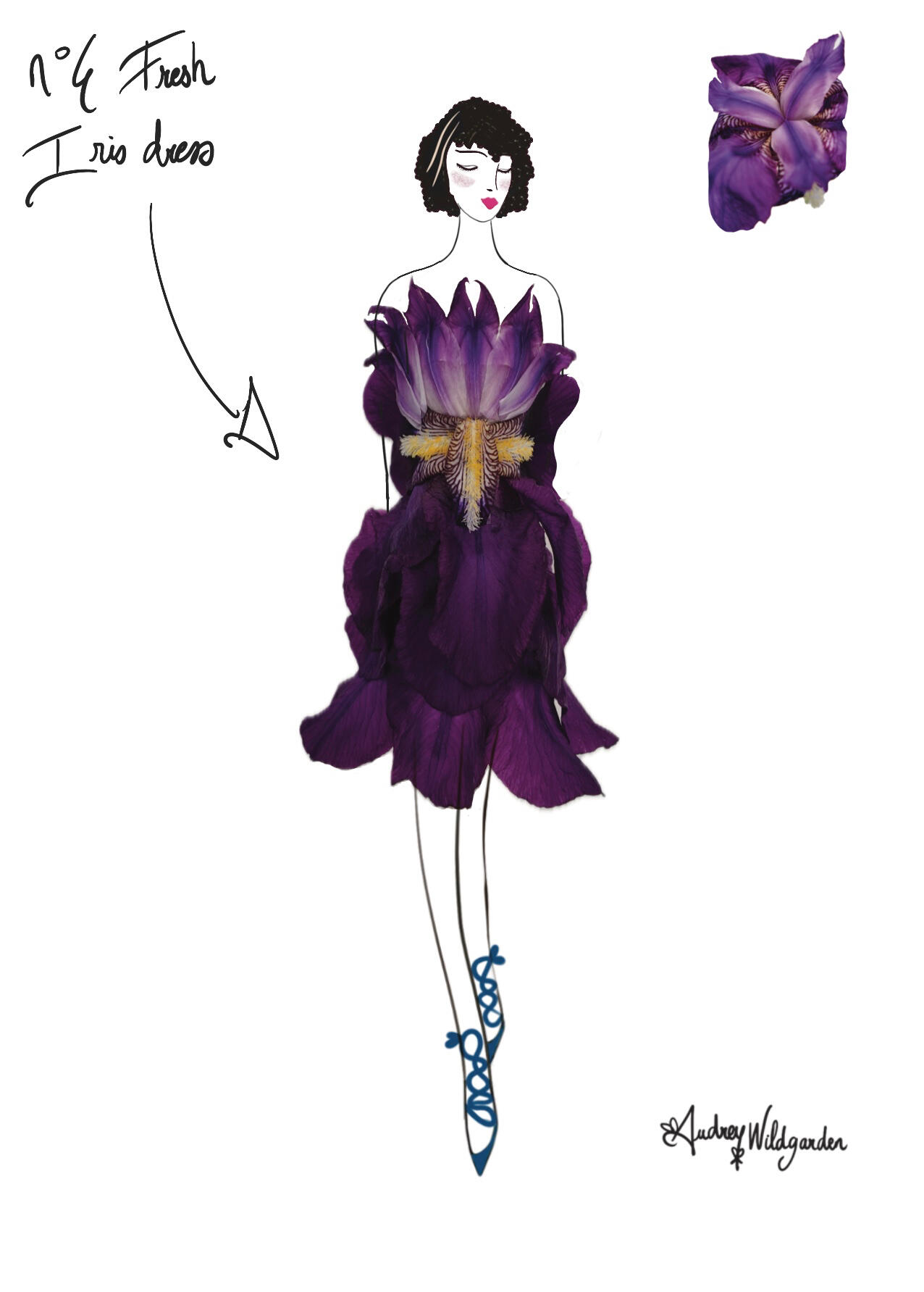 Audrey WildGarden Fashion Fresh Iris Flower Woman – Floral Illustration and fresh flowers Audrey WildGarden Fashion Fresh Iris Flower Woman – Floral Illustration and fresh flowers